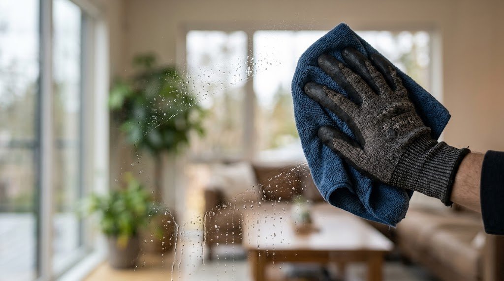 تنظيف الزجاج بجدة
إزالة بقع المياه من الزجاج باستخدام قطعة مايكروفايبر ناعمة
